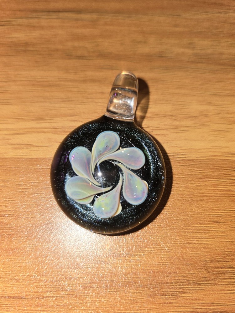 Handblown Floral Pendant 1.89"
