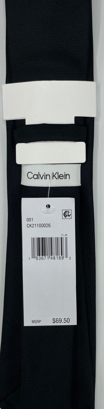 Calvin Klein Men's Silk Blend Tie ~ Black ~ Silver Spun Solid ~ NEW MSRP: $69.50