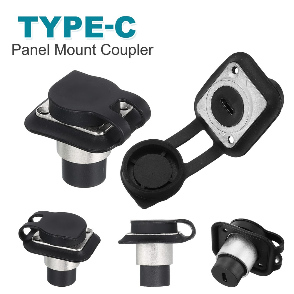1Pcs Type C Panel Mount Coupler, D-Type USB C Pass Through 10Gbps Silver