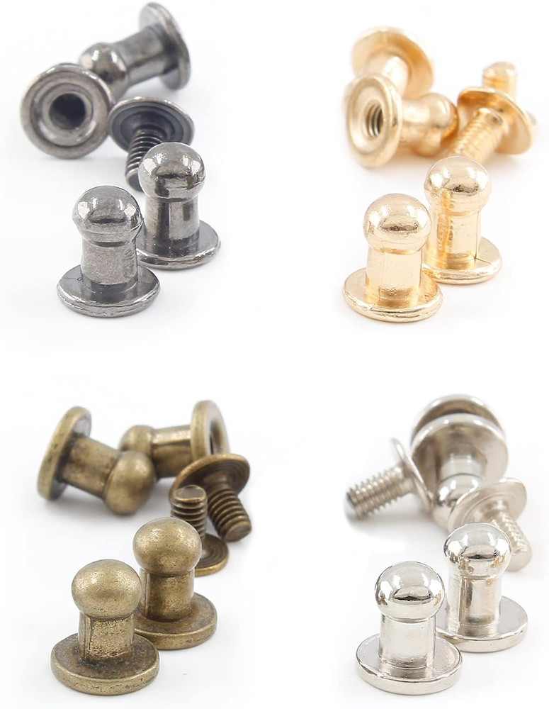 100Set 5Mm round Head Button Studs Solid Button Stud Screw Leather Button Rivets