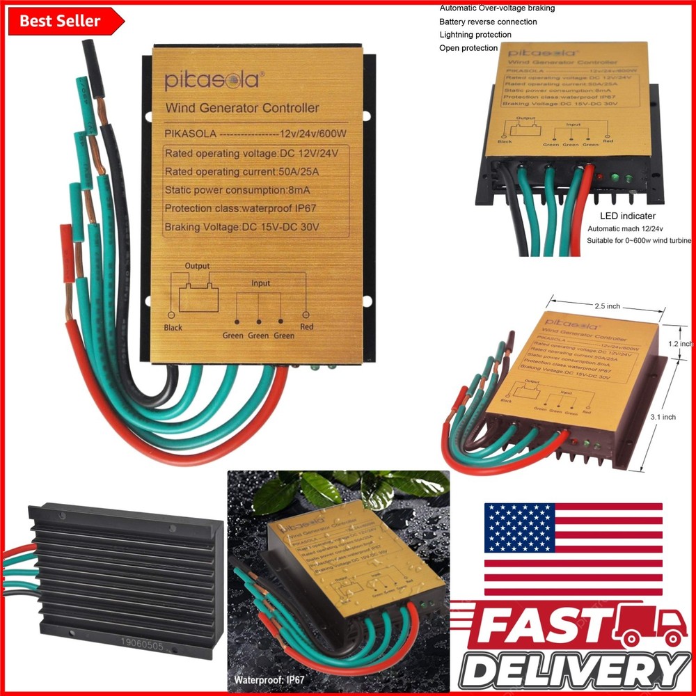 Compact Aluminum Wind Turbine Charge Controller with Reverse Protection Circuit