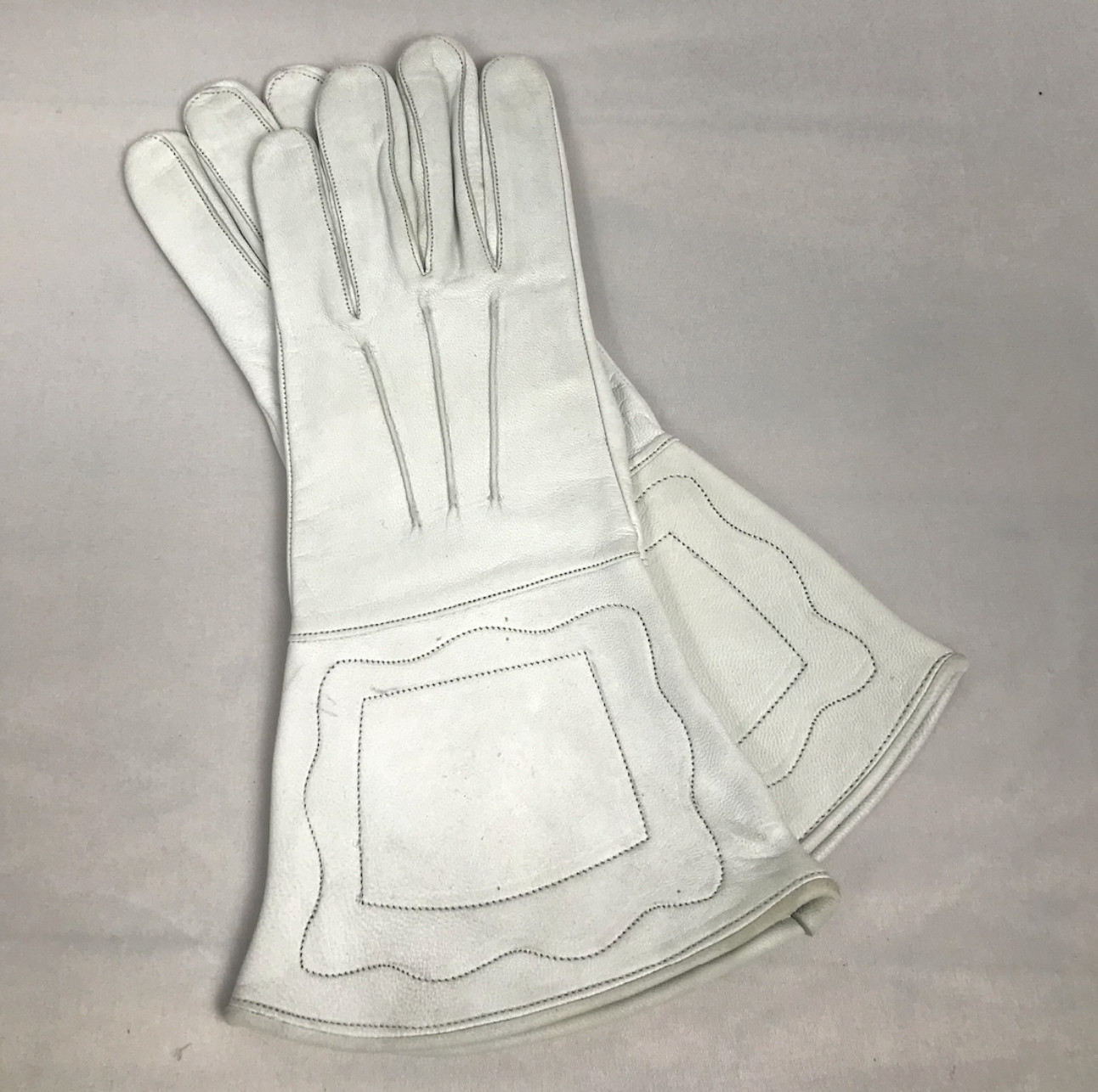 White Leather Gauntlets - Civil War Reenactment US or CS - Size Medium