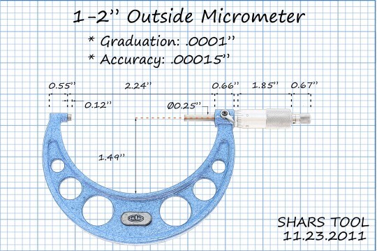 SHARS 0-4" Solid Metal Frame Micrometer Set NEW L}