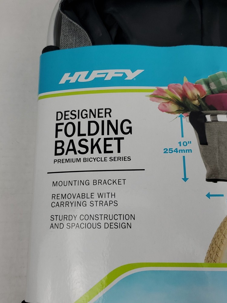 Huffy Designer Foldable Gray Basket with Mounting bracket NEW