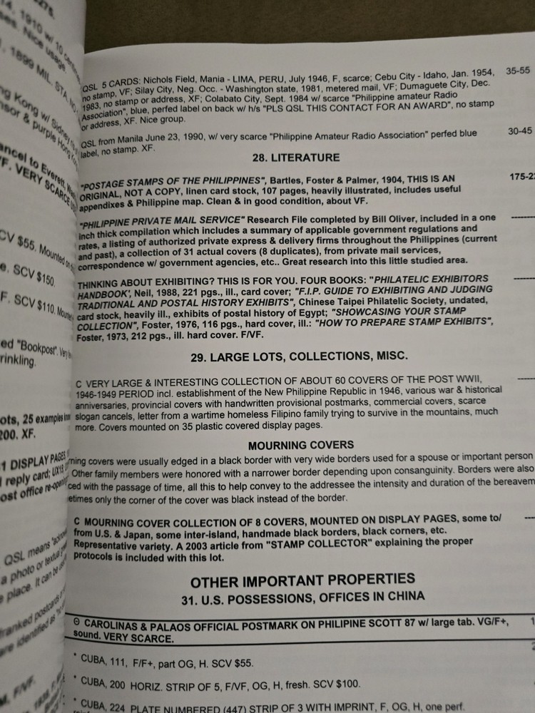 PHILIPPINES FILIPINAS Stamp Auuction Catalog William Oliver Collection