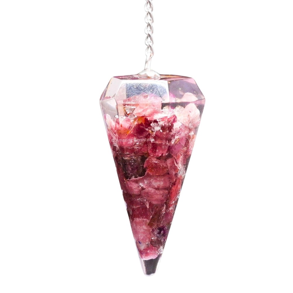 Rhodonite Orgone Crystal Pendulums