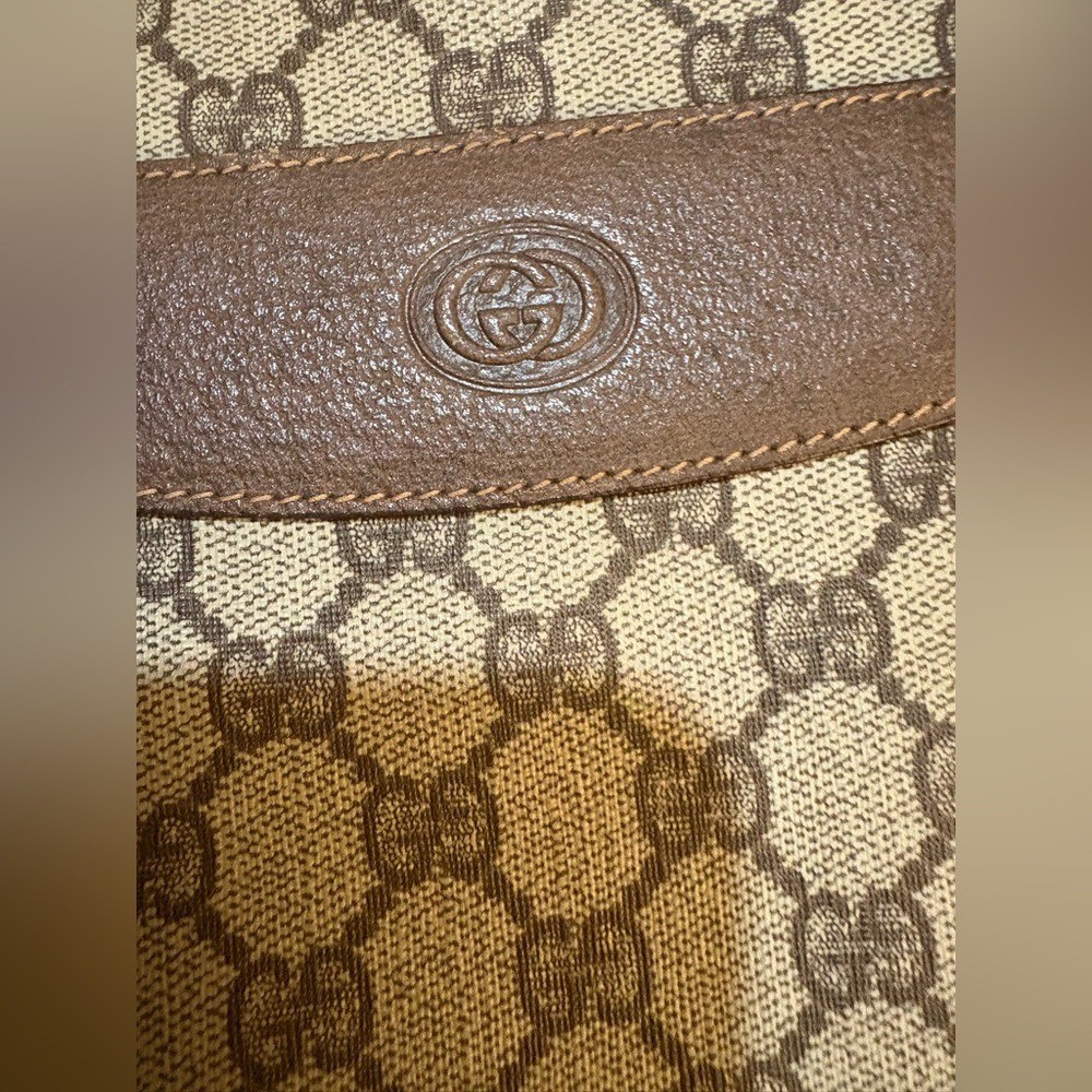 Gucci Beige and Brown Monogram Shoulder Bag
