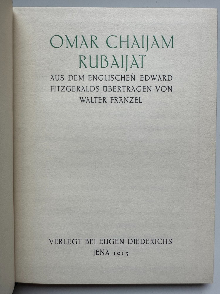 Omar - Chaijam Rubaija - - Diederichs, 1913