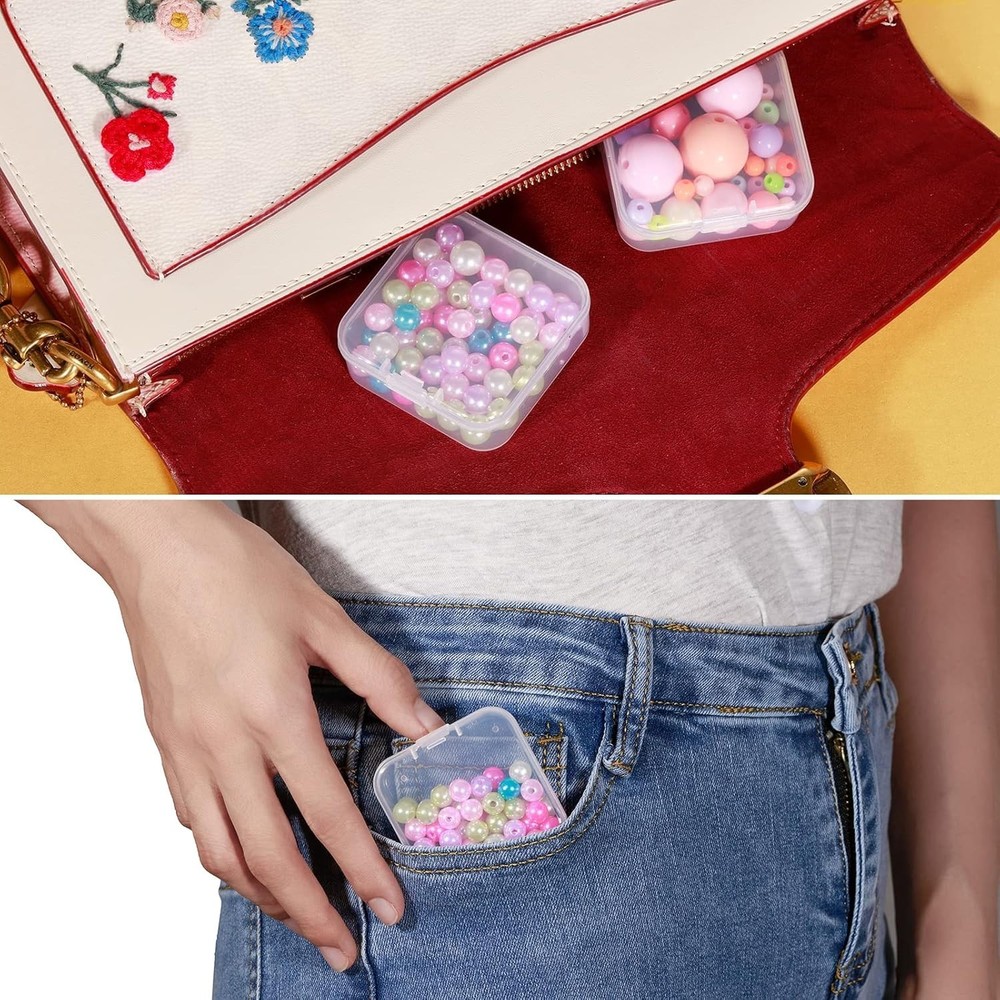 Versatile Mini Bead Storage Containers - Transparent, Stackable, Shatterproof