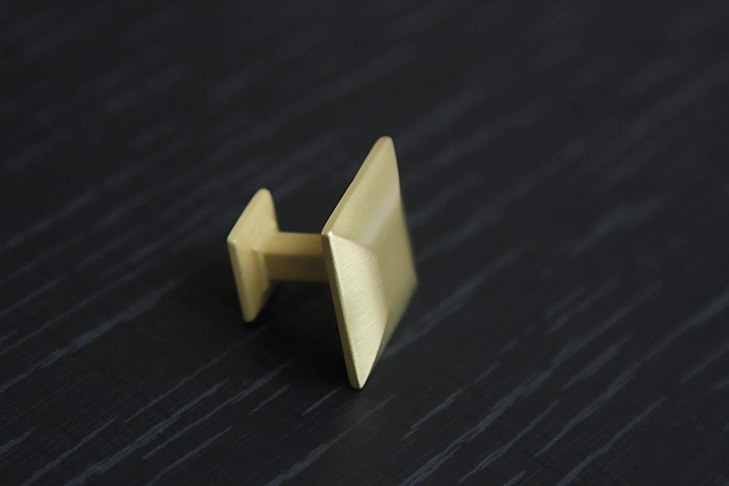 Satin Brass Cabinet Hardware Square 1.16" Modern Basic Knob Modern Gold Vibrant