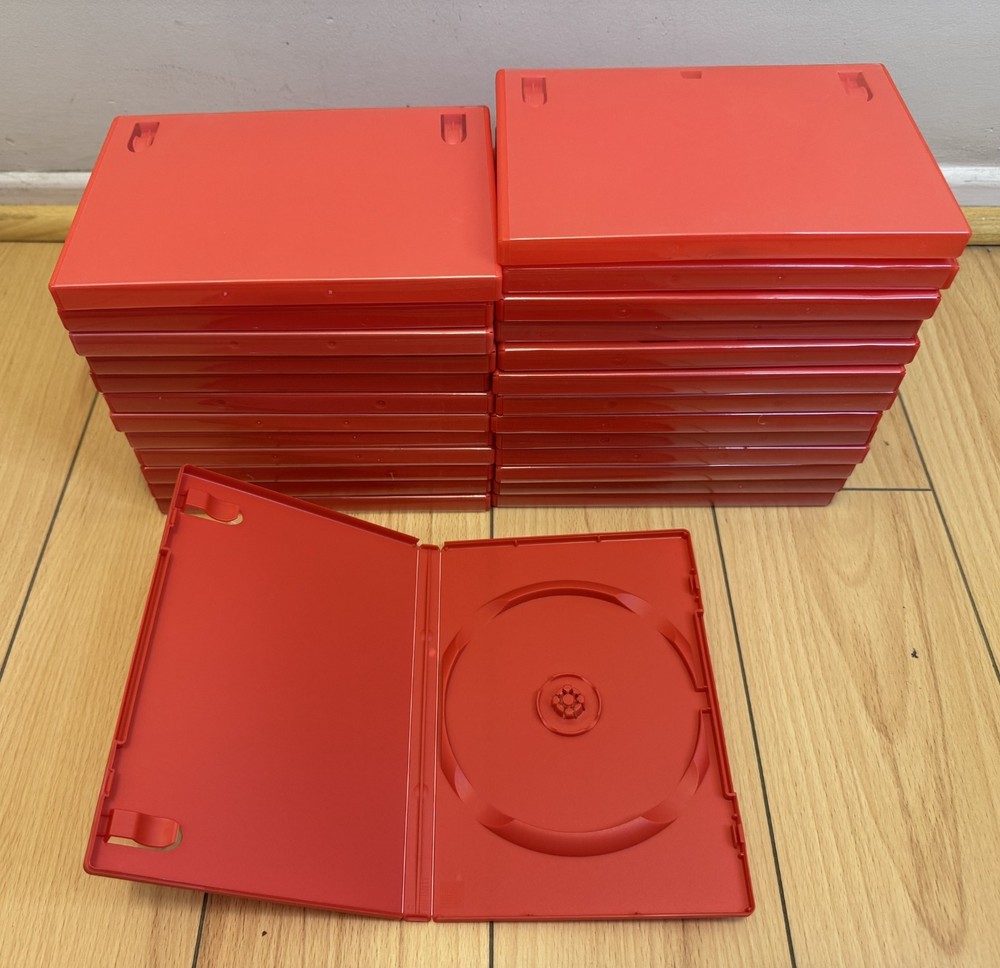 26-Count Empty Orange Single Disc DVD Case Replacement Lot