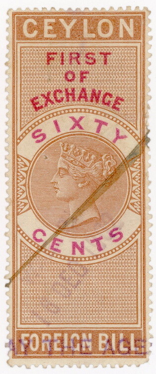 (I.B) Ceylon Revenue : Foreign Bill 60c (First) second issue
