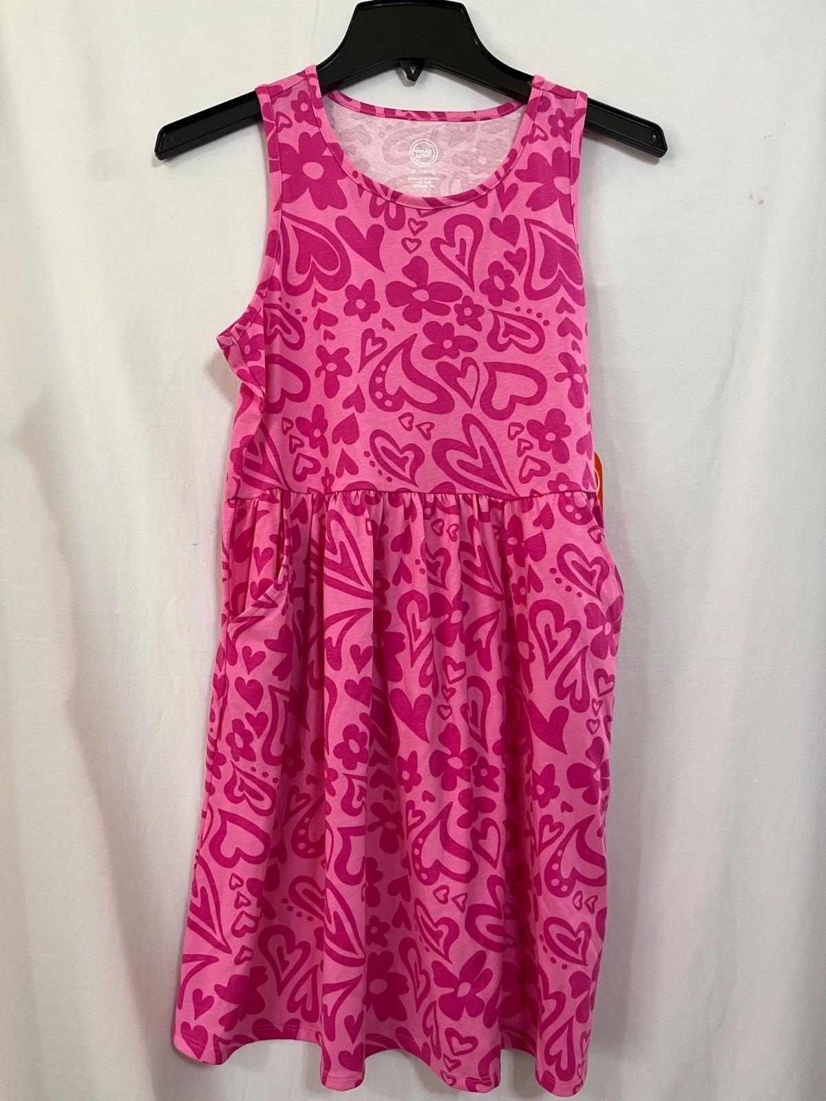 Wonder Nation Pink Hearts Tank Dress Girls Play With Pockets Many sizes NEW