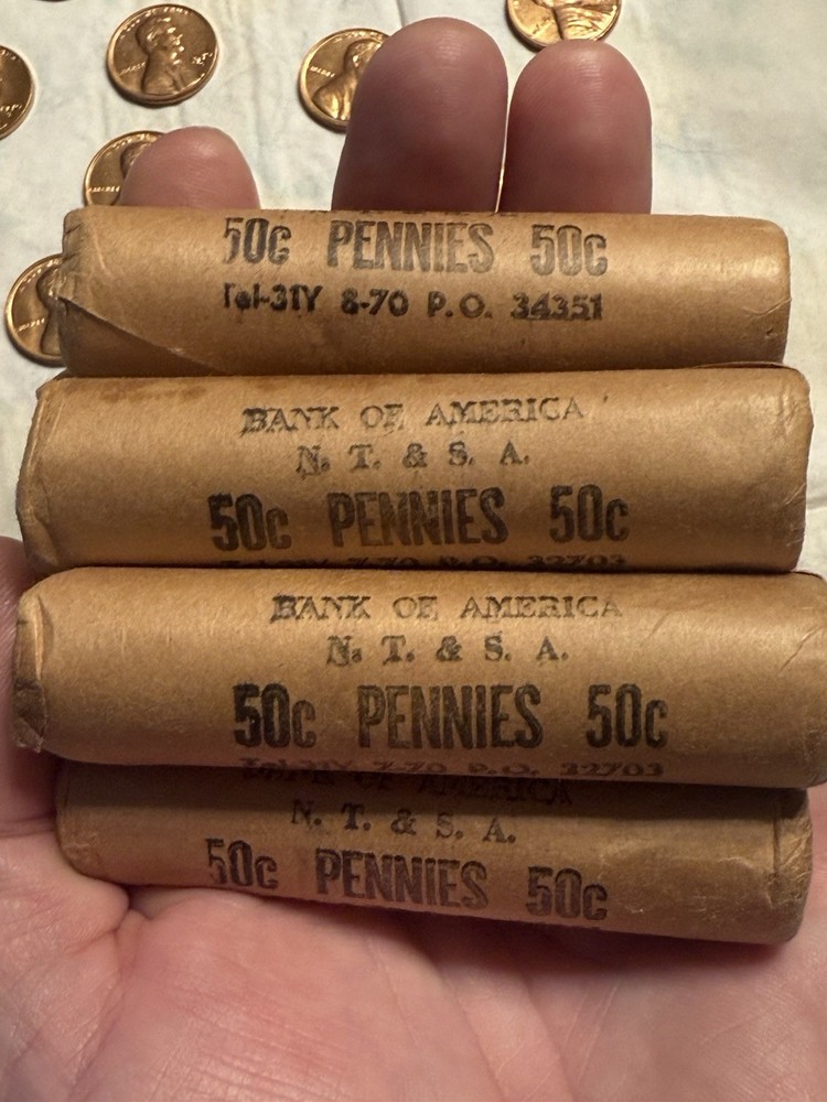 6 Unsearched 1970 S Penny Rolls