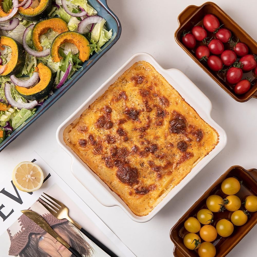 Casserole Dishes for Oven, Ceramic Bakeware Set of 4, Rectangular Baking Dish