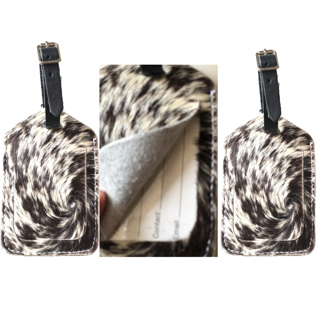 Genuine Cow Leather Luggage Tag (Pack of 3) for Baggage ID Tags Travel Label