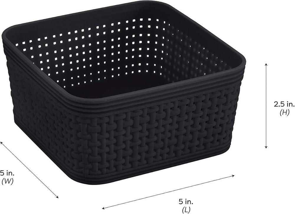 Simplify 5 Piece Organizing Set | Multiple Size Bins | Multipurpose | Black