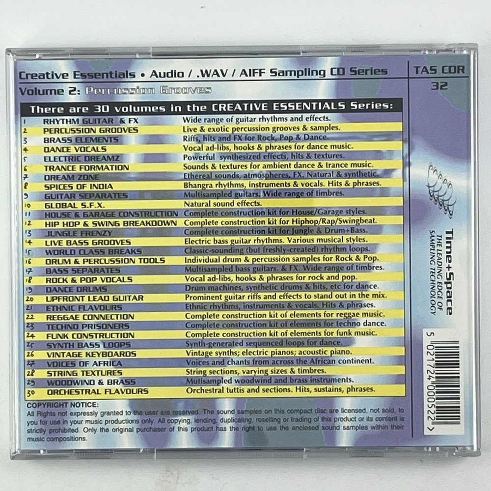 Zero-G Creative Essentials 2 Percussion Grooves Sample Sound Library CD