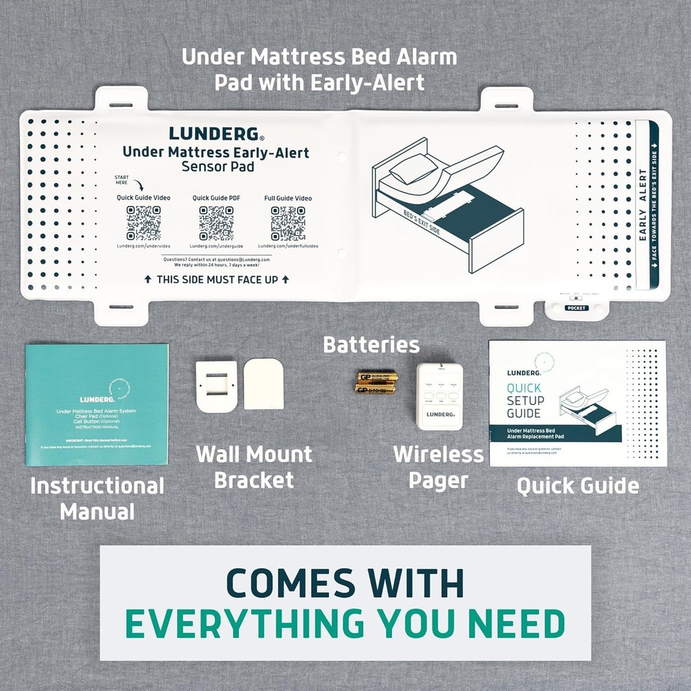 Under Mattress Bed Alarm Wireless Sensor Pad Fall Prevention Elderly