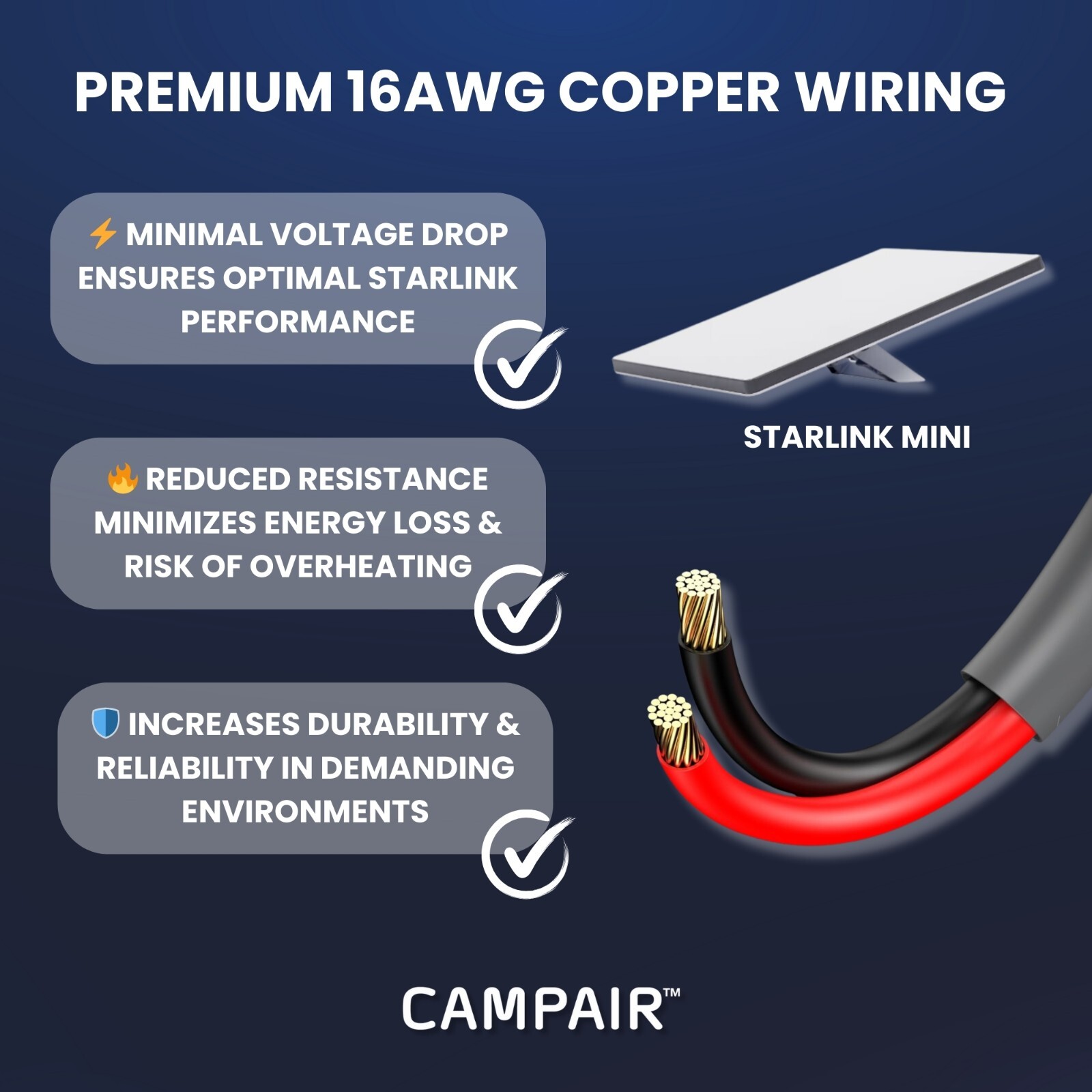 Starlink Mini 12V / 24V Power Car Adapter - 10FT - 16AWG Heavy Duty, With Switch