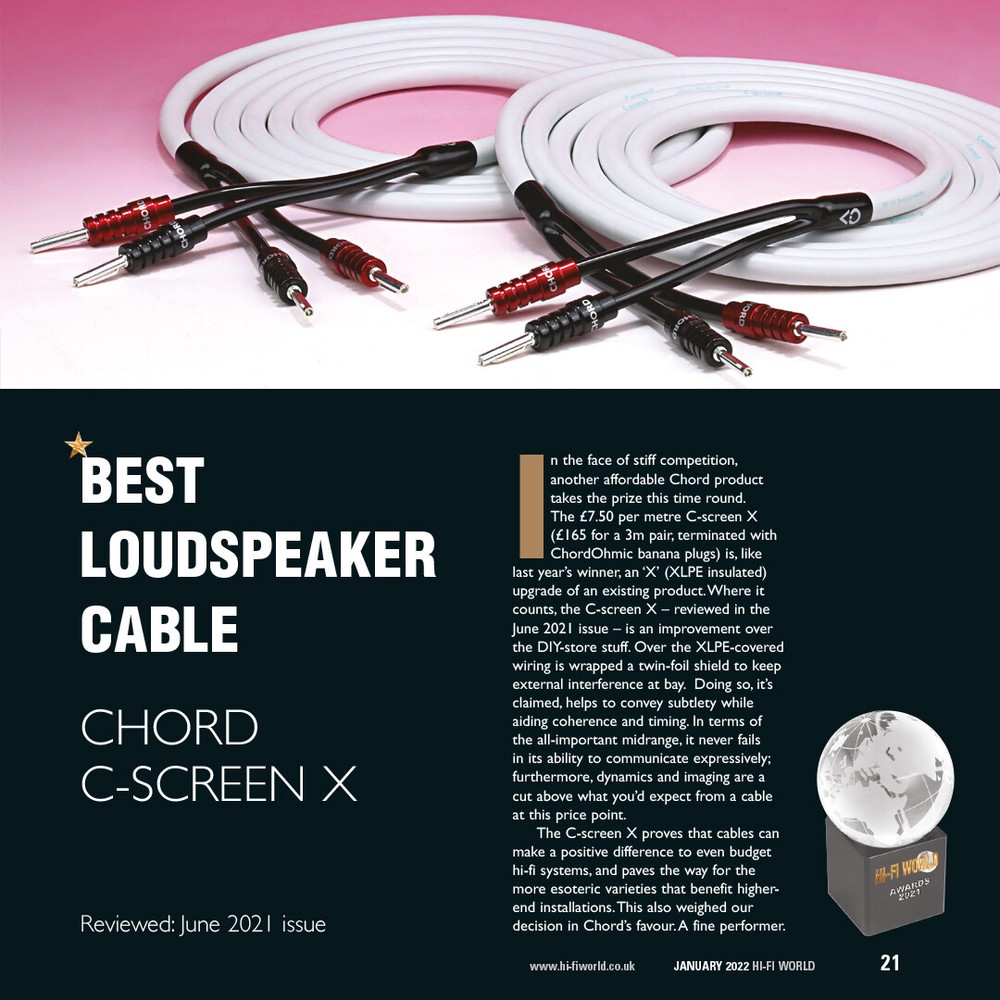 Chord C-ScreenX Speaker Cable a Pair Terminated