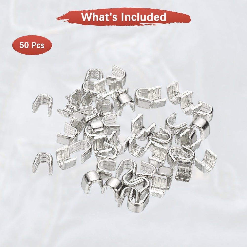 Zipper Slider Retainers [50pcs] - #8 U Shape Top Stoppers - [Silver]