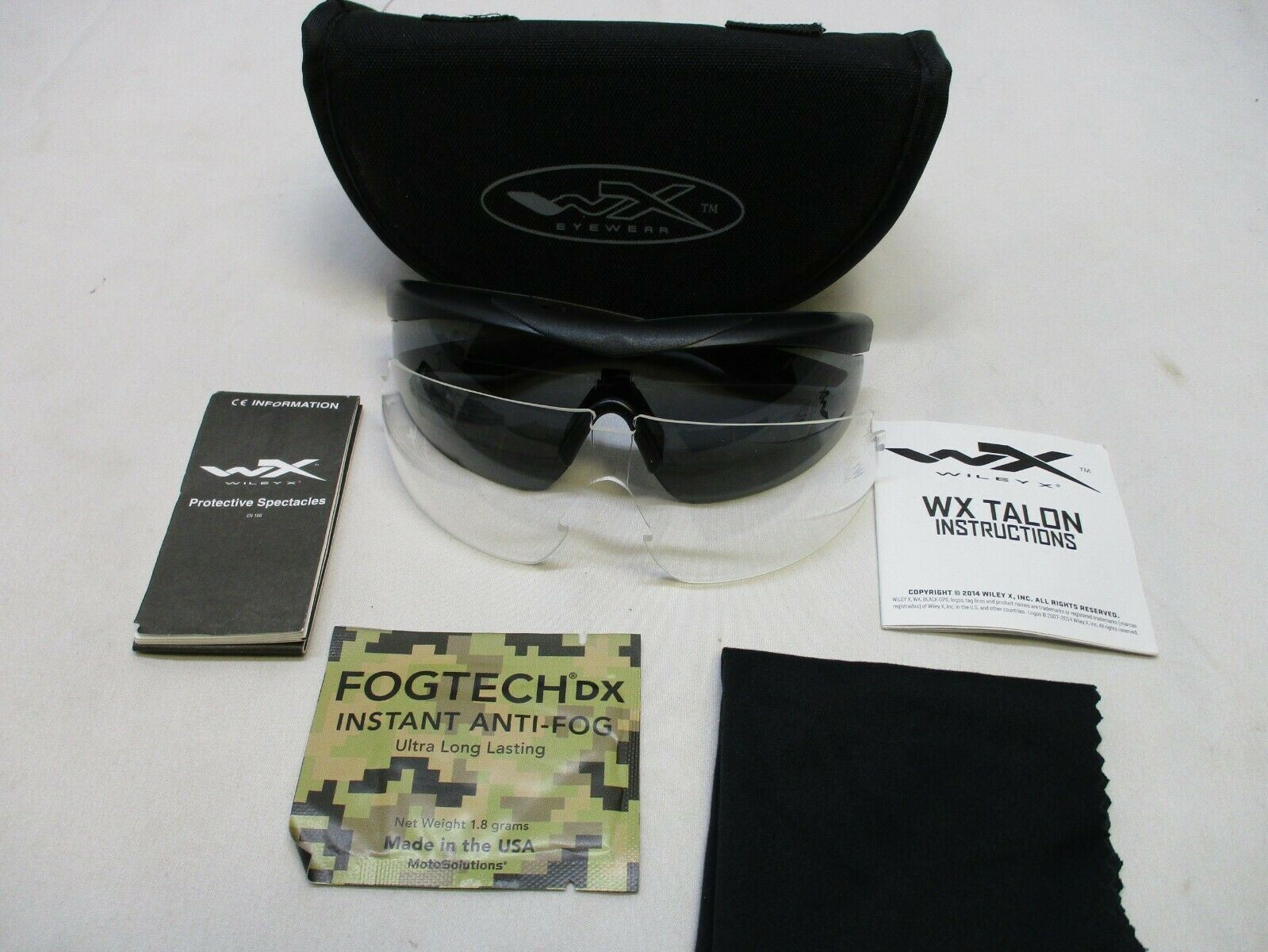 NEW WILEY-X TALON MILITARY SUNGLASS KIT EYE PRO SHATERPROOF CLEAR & DARK KIT