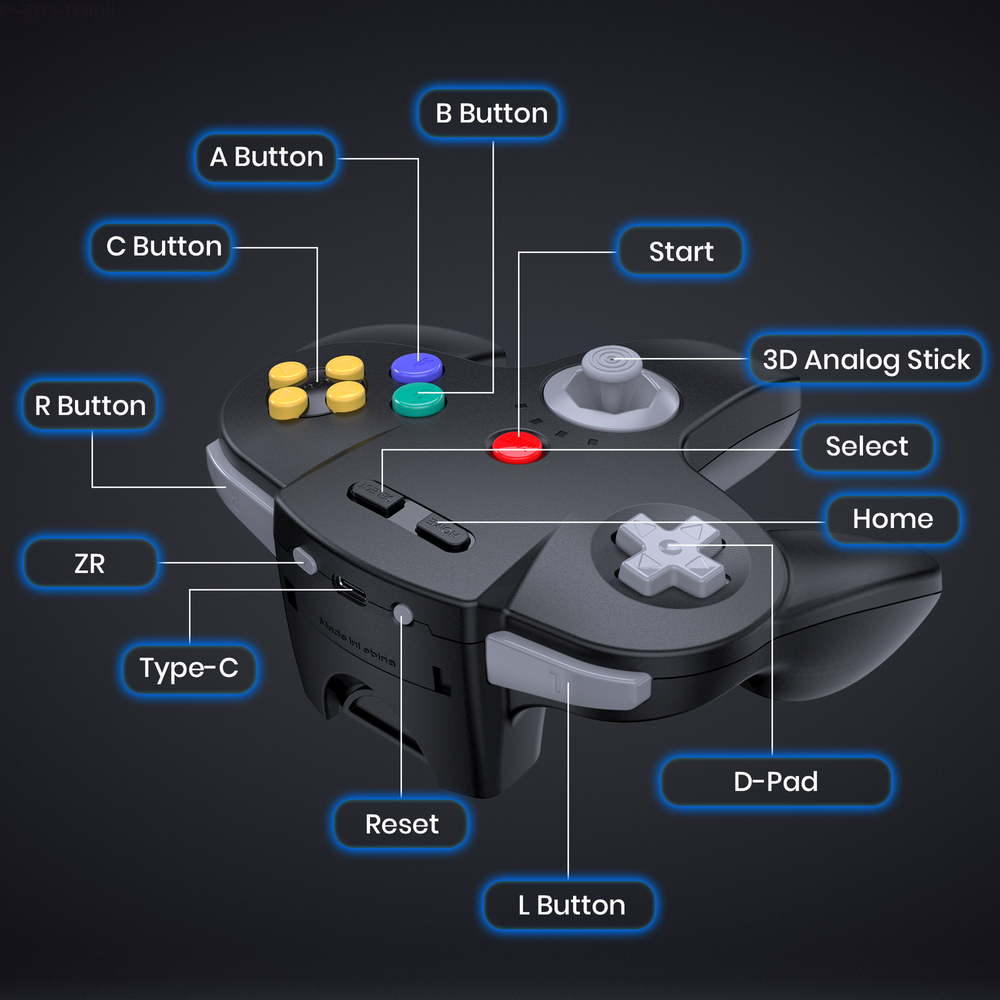 Wireless N64 Controller for Nintendo Switch Online Steam MAC Window Raspberry Pi