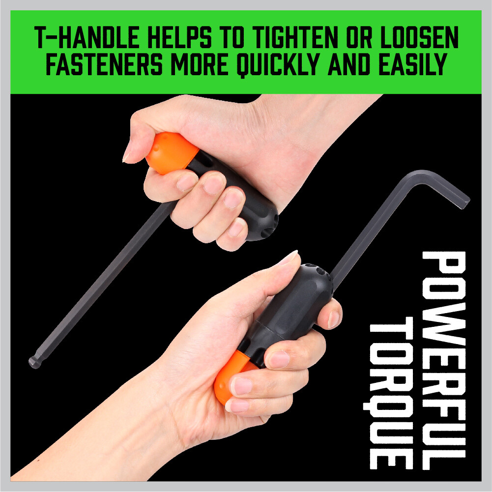 36PC Hex Key Allen Wrench Set Ball End Long Arm Industrial Grade SAE Metric Star