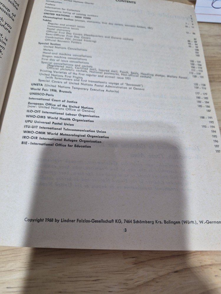 1968 United Nations Stamp Collector Catalog Book