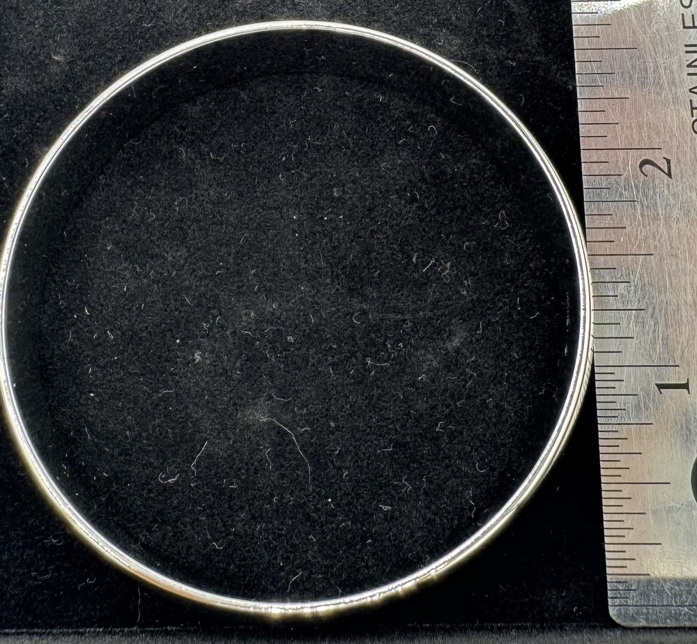 Monet Silver Tone Bangle Bracelet w/ Rectangular Crystal Accent Modern Design