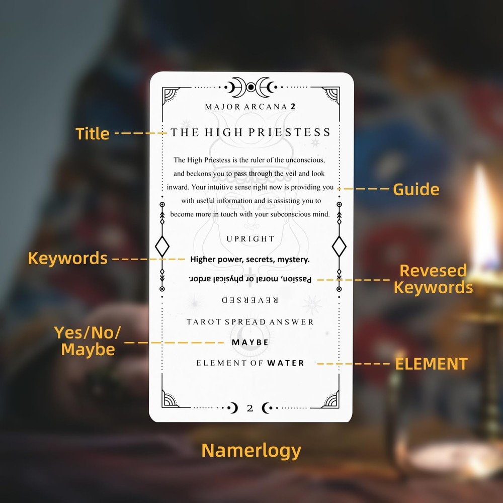 78 Clear Text Pattern Tarot Cards, Classic Tarot Learning Deck Fortune Telling G