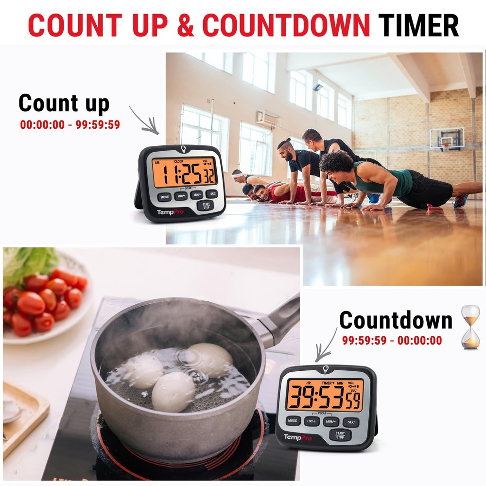 TM01 Kitchen Timers for Cooking with Count Up Countdown Timer Digital Timer for