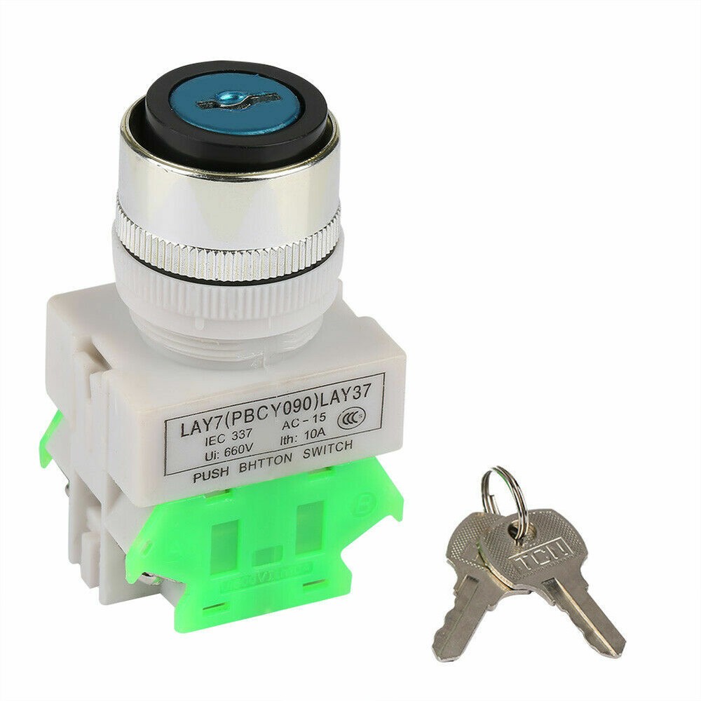 2 Pieces 2x 22MM On/Off Locking Key Switch Security Lock Keyed Power Ignition