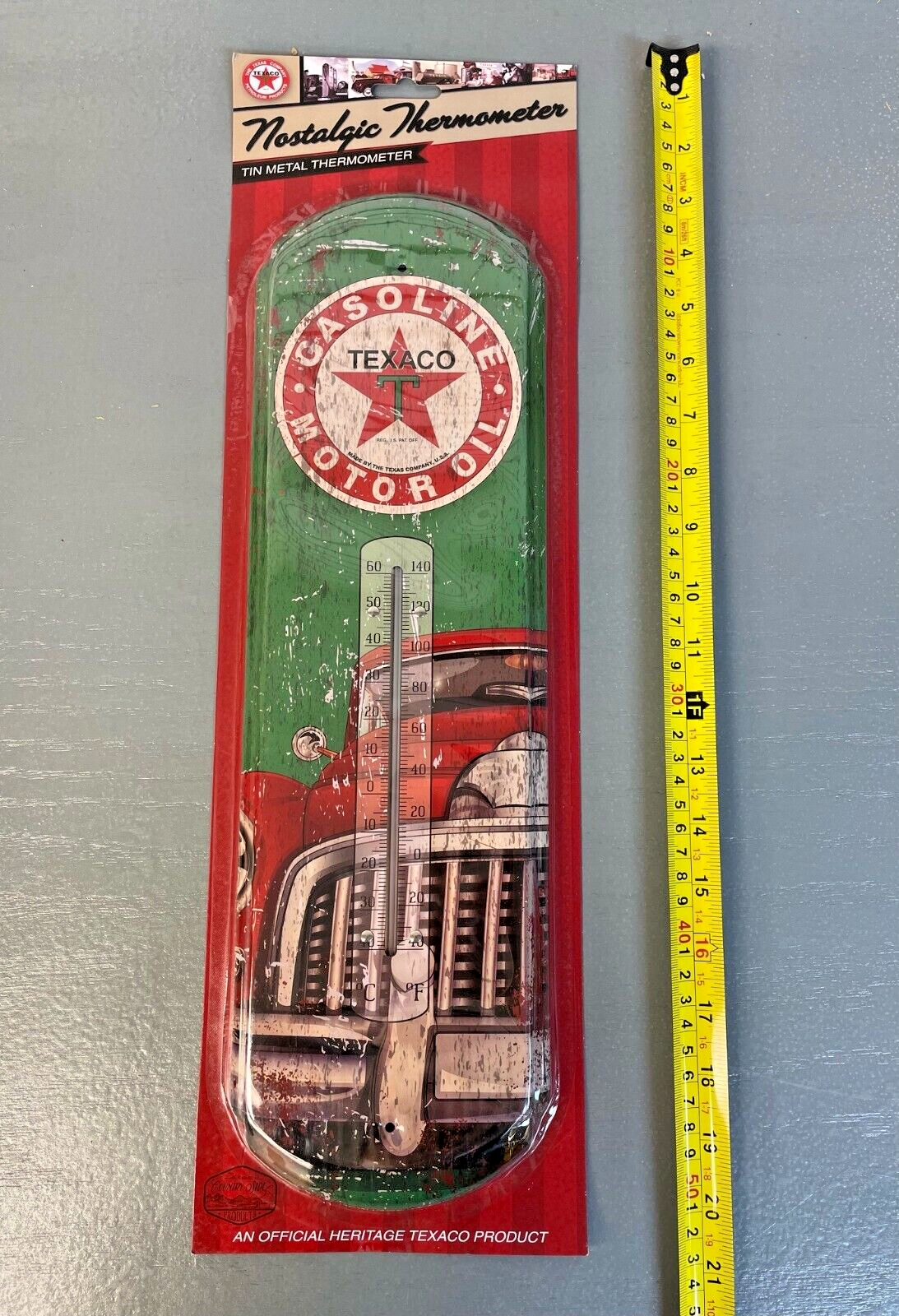 NEW! Gas & Oil TEXACO - Indoor Outdoor Metal Tin 17" Thermometer Nostalgic 40252