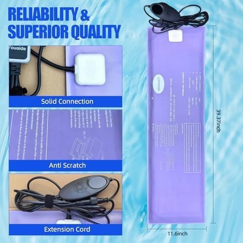 Smart Waterbed Heater with LED Digital Controller, 250W Waterbed Heating Pad