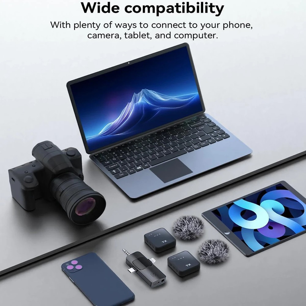 WIRELESS MICROPHONE IPHONE ANDROID TRANSMITTER RECEIVER NOISE CANCELLATION