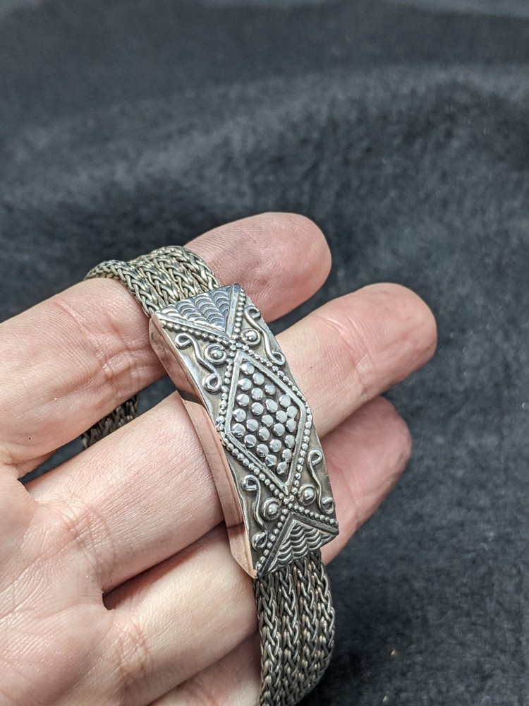 Lois Hill Scrollwork Multi Chain Flexible Bracelet Silver 925 #003