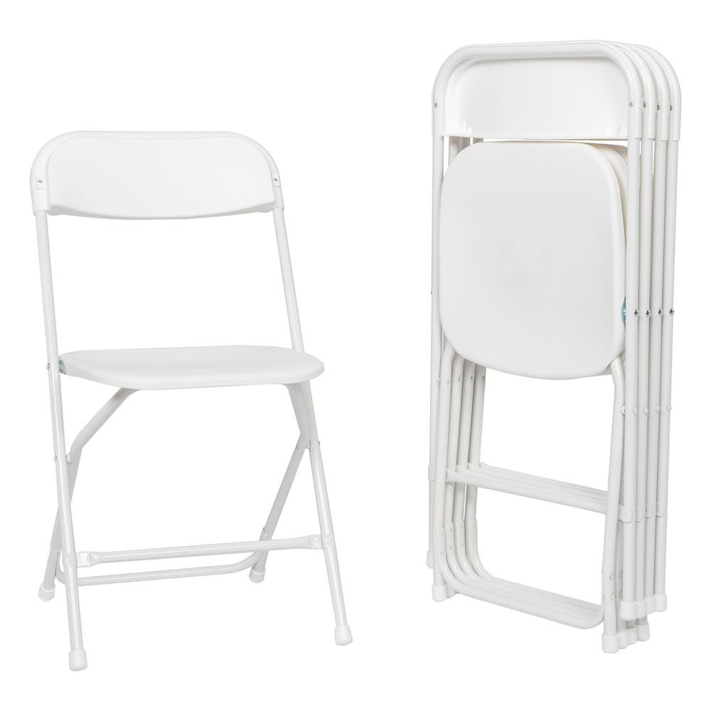 10 Pack Commercial White Plastic Portable Folding Chairs Stackable Picnic Party
