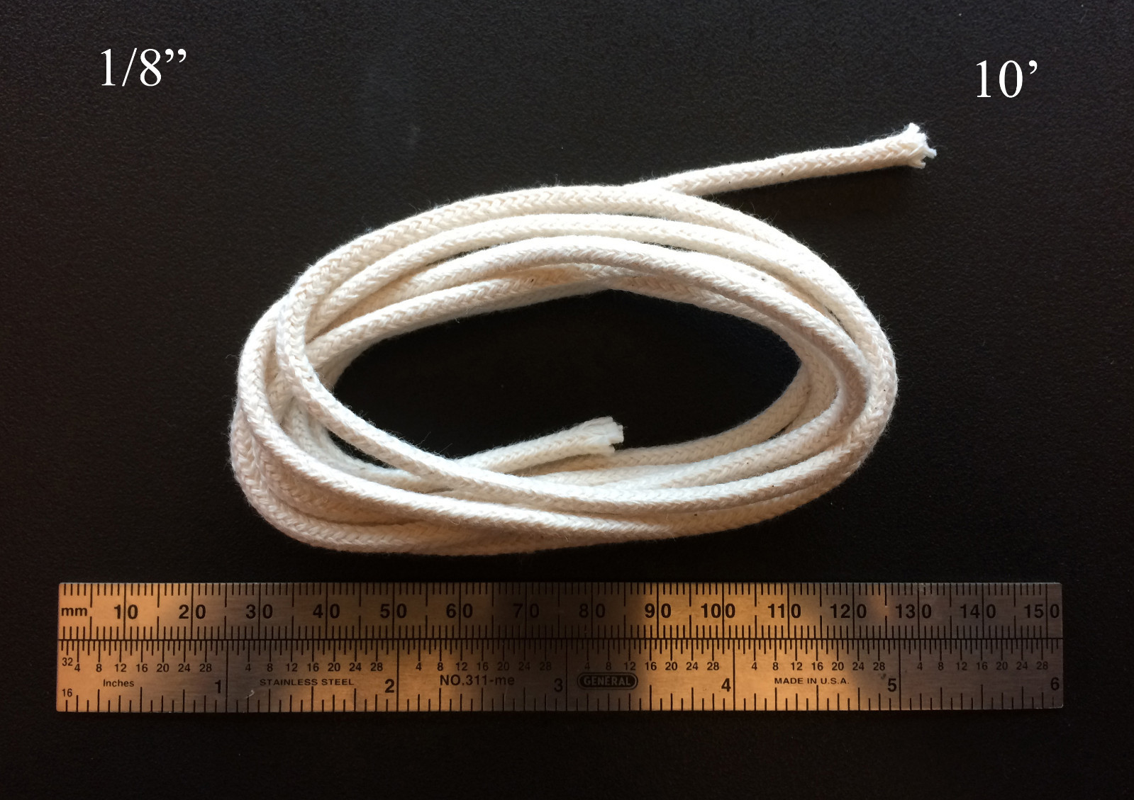 1/8 Round Cotton Wick 10' Kerosene Lantern Lamp Tiki Rock Candle Wick USA Seller