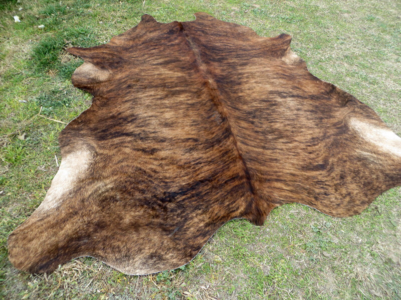 MAKE OFFER !! LARGE BRINDLE brown Cowhide Rug natural Cowhides Cow Hide Skin RN