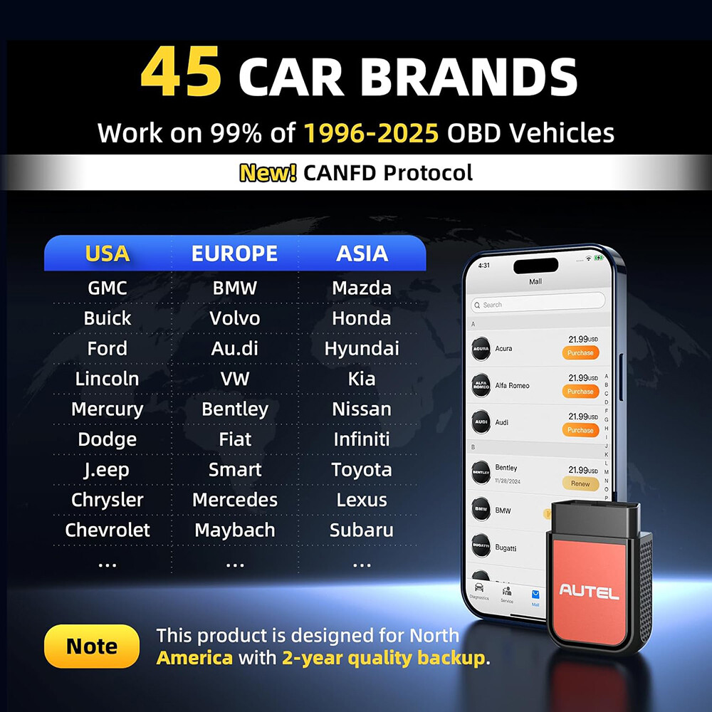 2025 Autel AP2500E Bluetooth All-System Code Reader OBD2 Scanner for Android/iOS