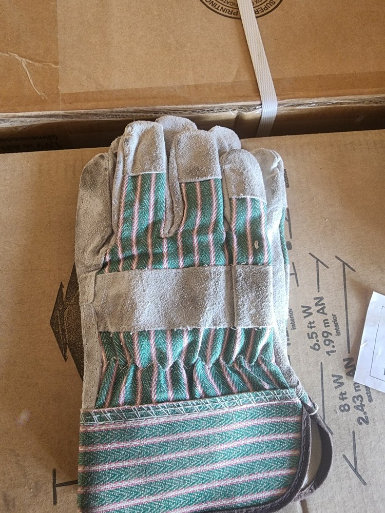 Industrial Cowhide Canvas Double Back Work Gloves LARGE
