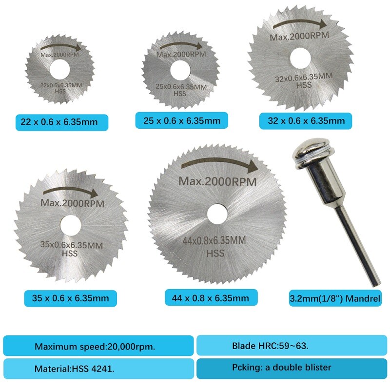 Circular Saw Disc Set for Dremel Accessory, Mini Rotary Tool Cutting Blade