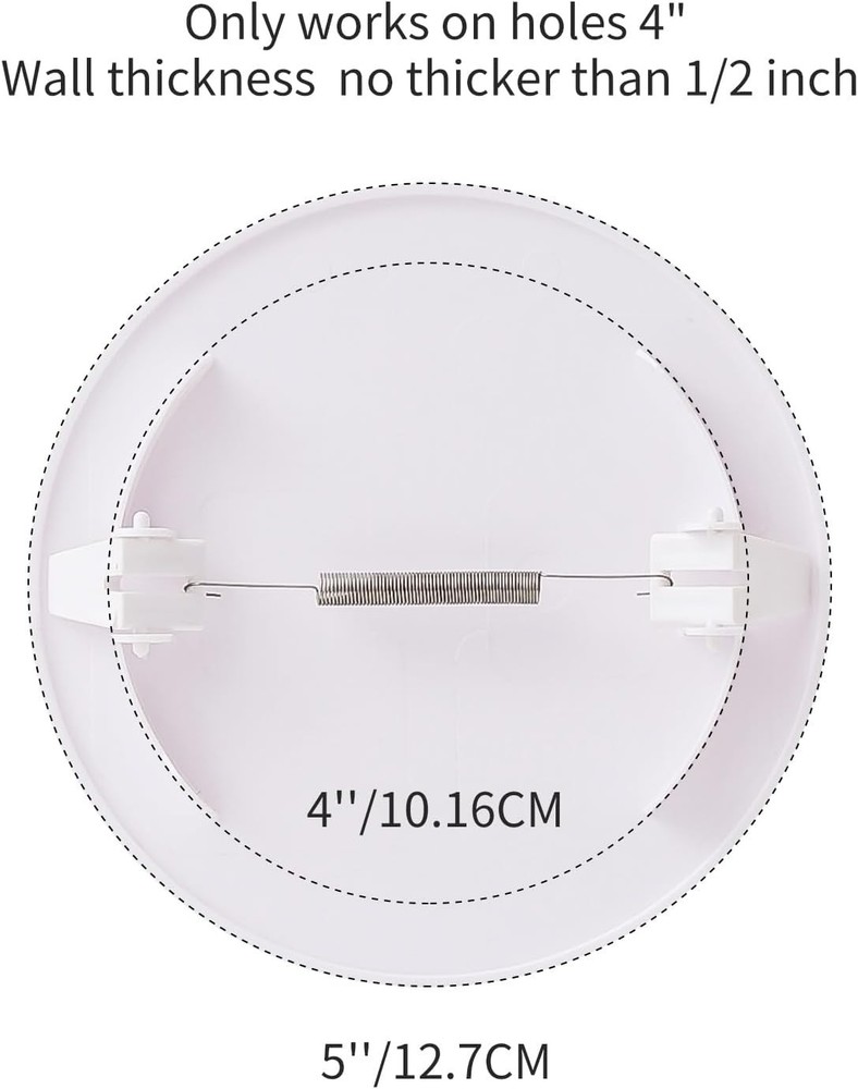 Access Panel Round 5 Inch Spring Clip Plastic White Wall Ceiling 2 Pack
