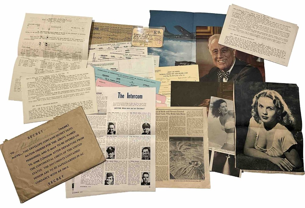 WWII Documents USAAF Air Force Pilot items 1940's to 1960's