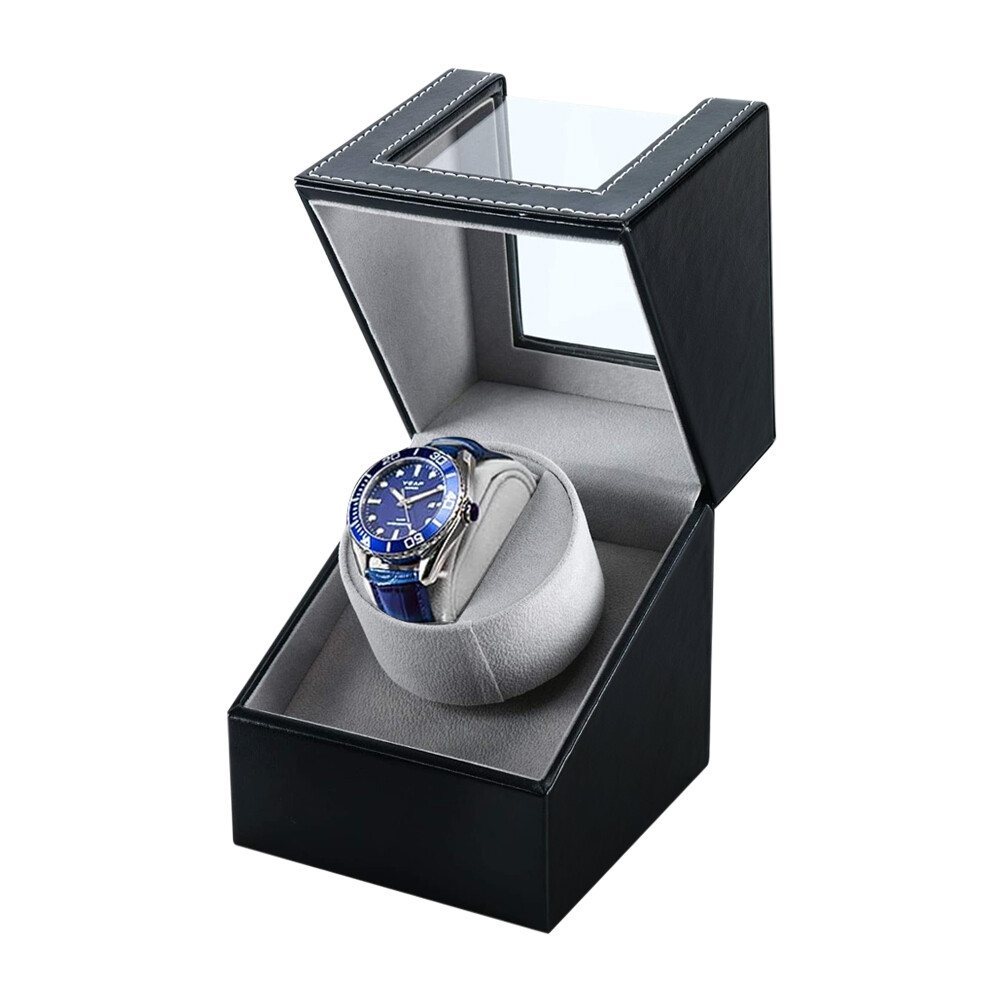 Automatic Rotation Single Watch Winder Box Leather Storage Display Case Box Gift