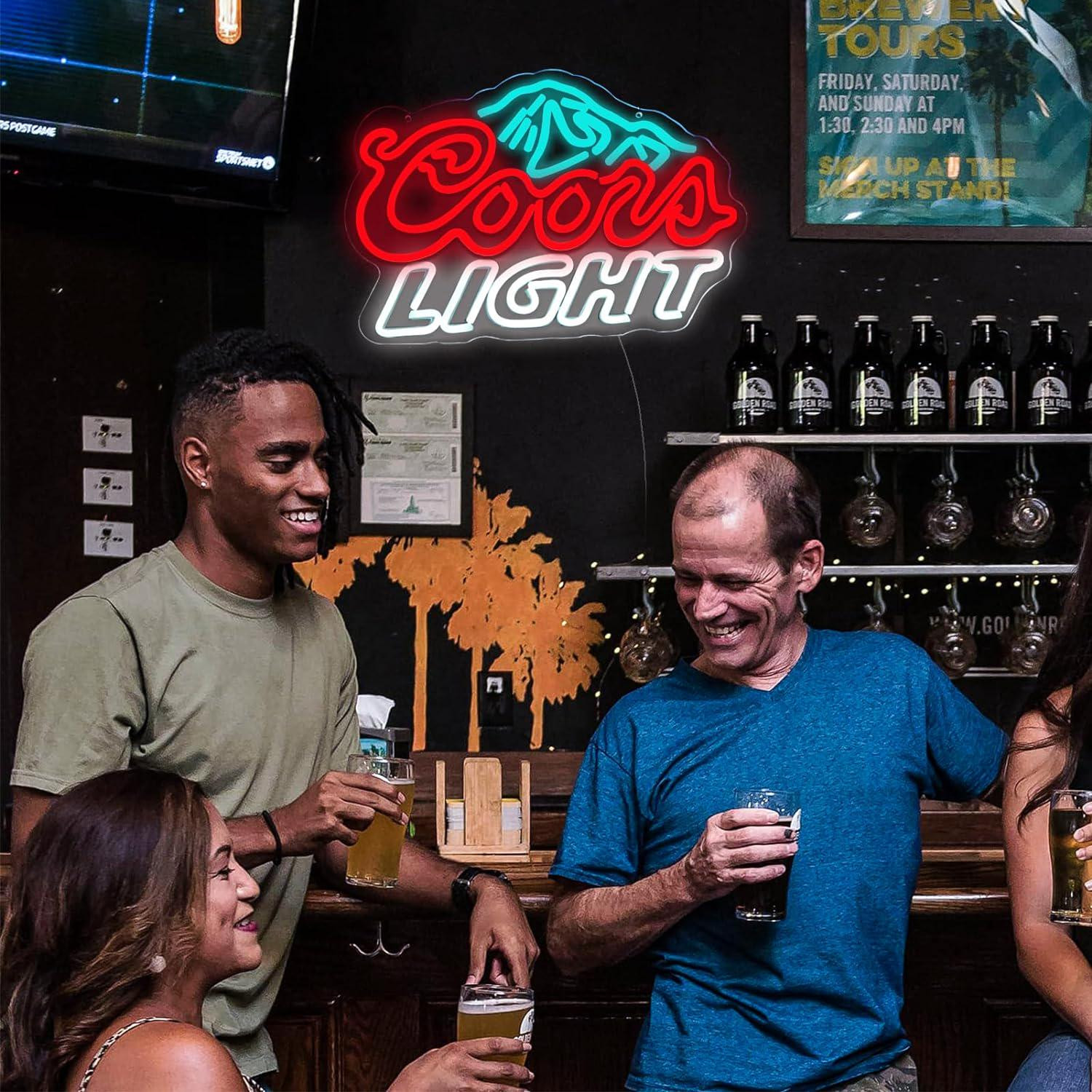 LED Neon Beer Sign Man Cave Home Bar Wall Decor Light Up Mountain Pattern