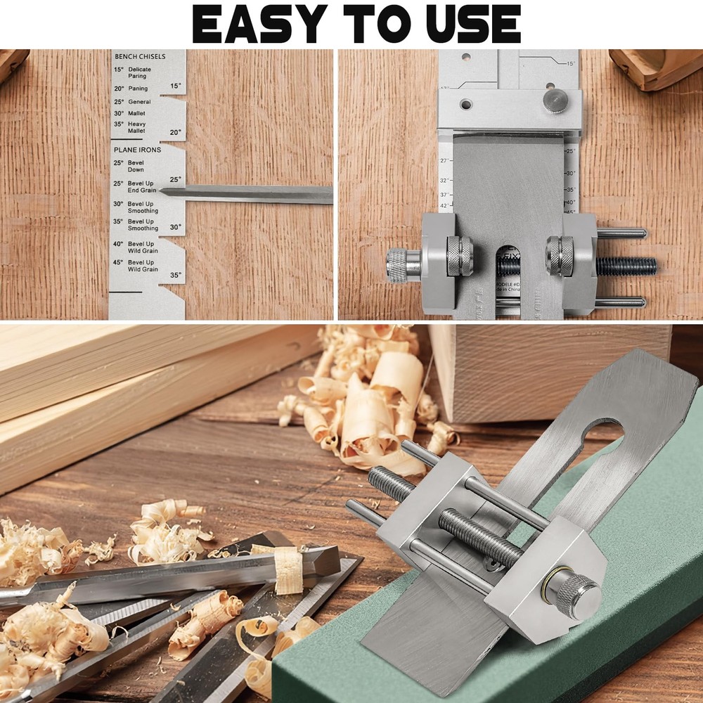 Chisel Sharpening Jig Honing Guide w/ Adjustable Angle Gauge Woodworking