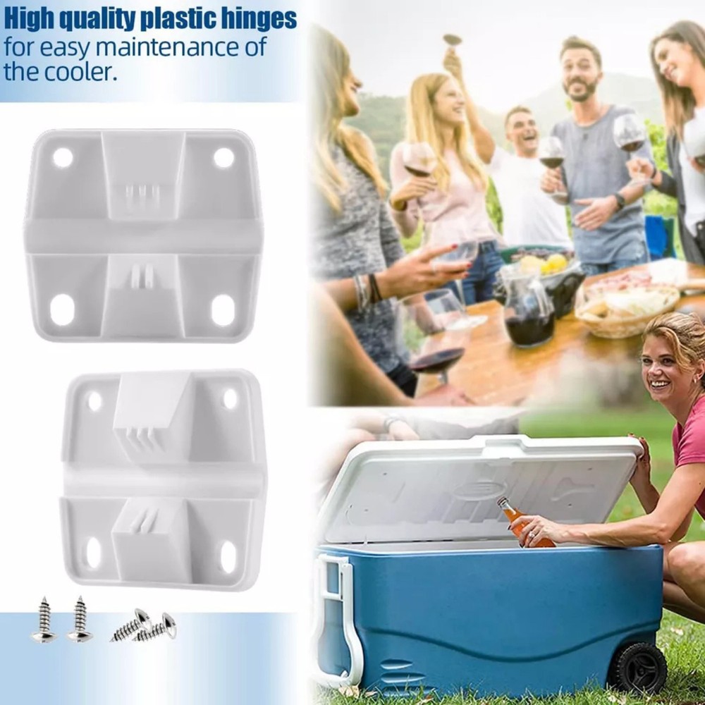 4PC Complete Cooler Lid Hinge Repair Kit Replacement Durable White For Coleman